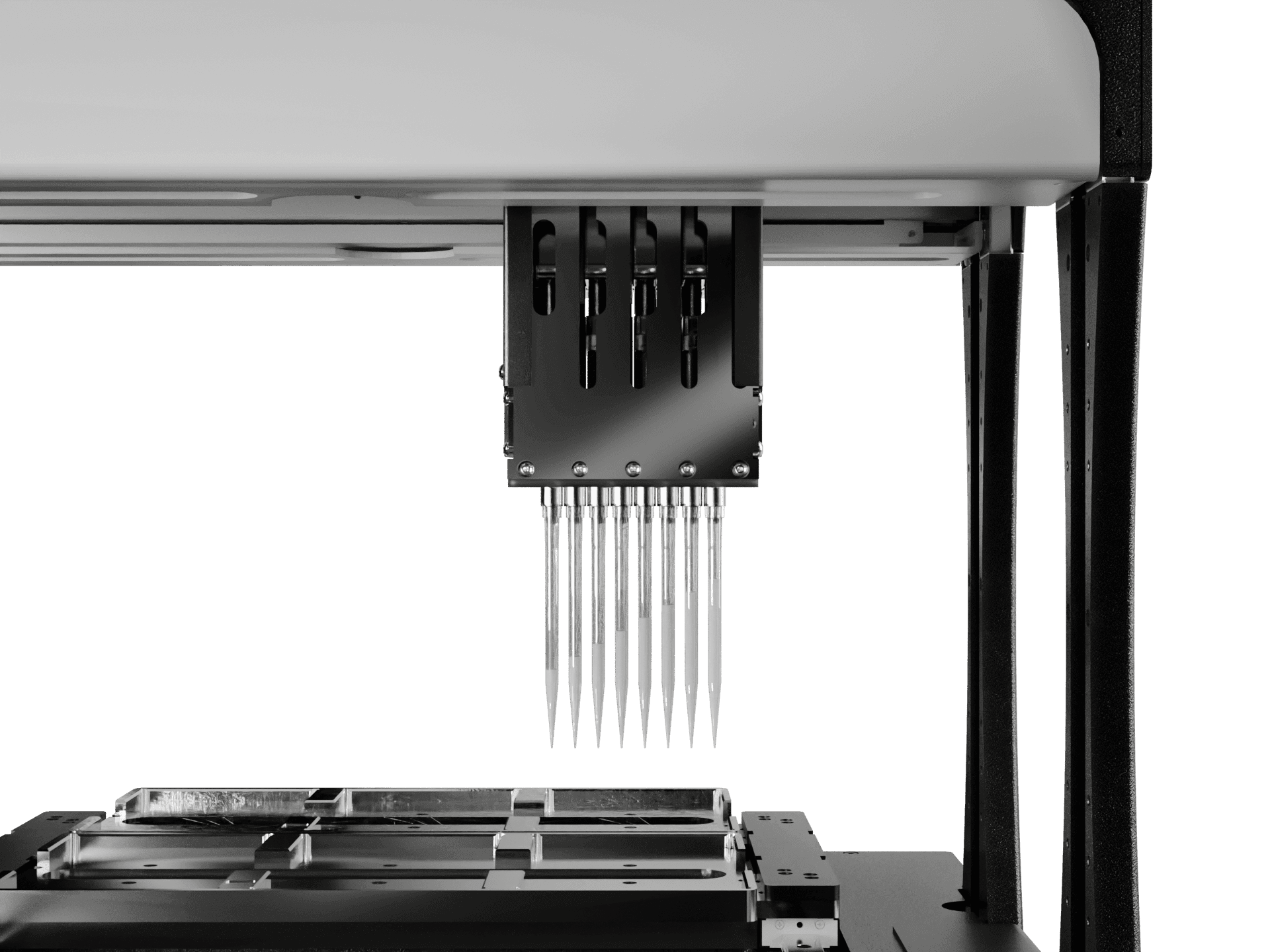 i.prep 2 pipette channels fitted with clear tips